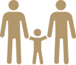 Family law icon: parents holding child's hands.