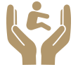 Child support icon: hands cradling a child.
